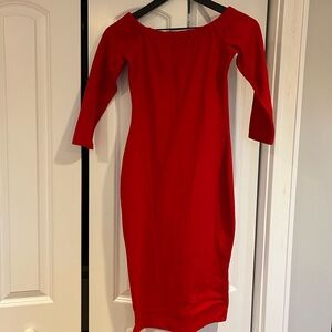 Red off shoulder Zara dress